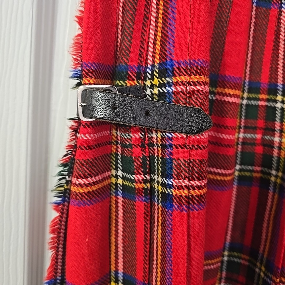 Jedburgh Kiltmakers Scotland Kilt Wrap Skirt Women's‎ 12 Red Plaid Wool blend - Picture 3 of 7